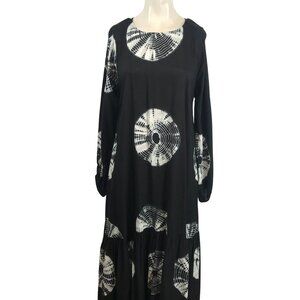 NORBLACK NORWHITE - WOMEN'S SMALL - TIE DYE MAXI DRESS POCKETS BOHO LAGENLOOK